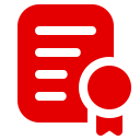 Icône certificative rouge, symbolisant l'accréditation pour travailler au Canada.